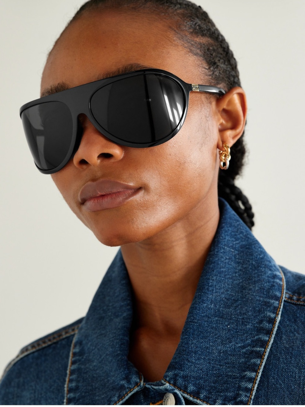 Miu Miu Matte Black Oversized Shield Sunglasses
